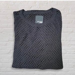 Wilfred Free Aritzia Black Mesh Pullover Tunic Sweater Crew Neck Viscose